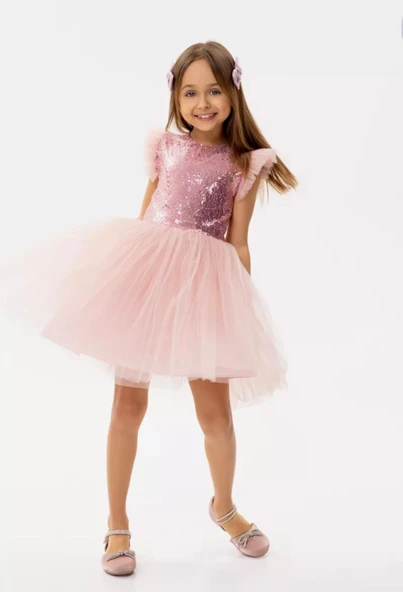 Tüllü Kız Çocuk KPL Elbise MNK0526 - Resim 5