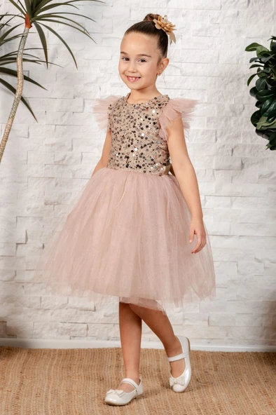 Tüllü Kız Çocuk KPL Elbise MNK0526 - Resim 8