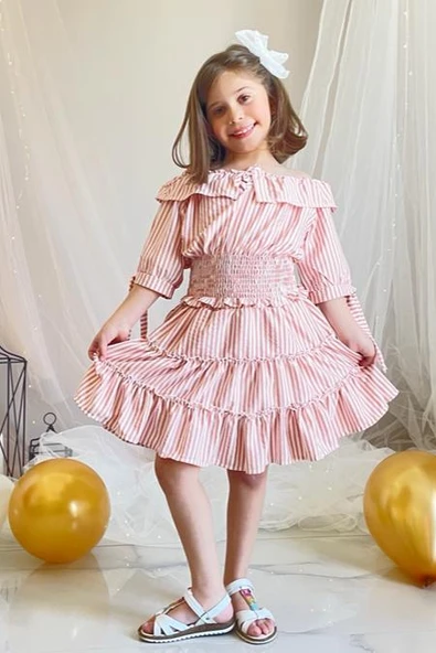 Pamuk Poplin Gipeli Kız Çocuk Bluz Etek Takım MNK0515 - Resim 2