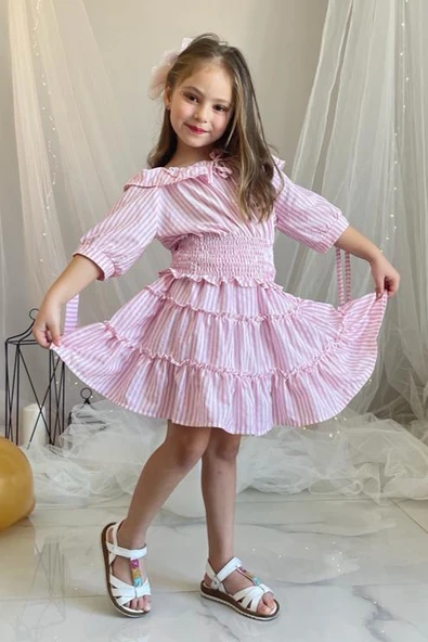 Pamuk Poplin Gipeli Kız Çocuk Bluz Etek Takım MNK0515 ürün görseli 1