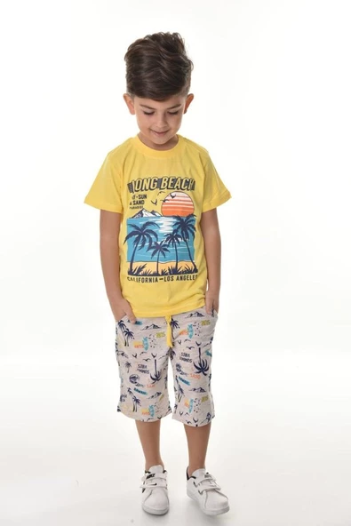 Long Beach Şortlu Erkek Çocuk Takım MNK0497 - Resim 9