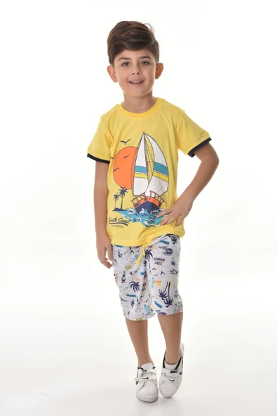 Yelkenli Şortlu Erkek Çocuk Takım MNK0495 - Resim 4