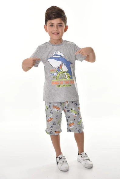 Captain Shark Erkek Çocuk Şortlu Takım MNK0493 - 4