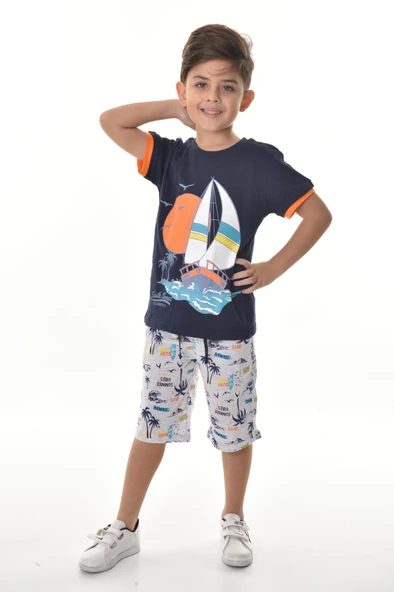 Yelkenli Şortlu Erkek Çocuk Takım MNK0495 - Resim 2