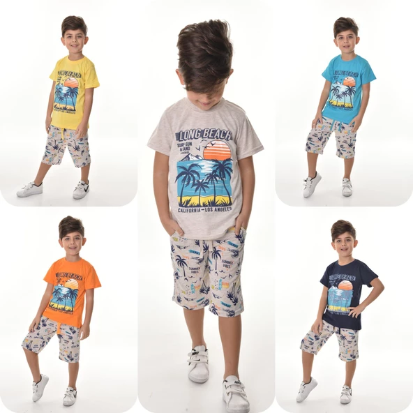 Long Beach Şortlu Erkek Çocuk Takım MNK0497 - Resim 5