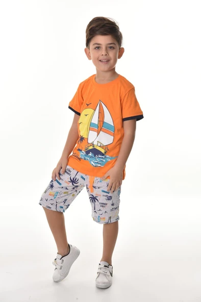 Yelkenli Şortlu Erkek Çocuk Takım MNK0495 - Resim 3