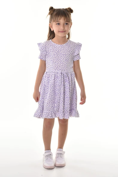 Fırfırlı Kız Çocuk Dokuma Kumaş Tiril Elbise MNK0503 - Resim 19