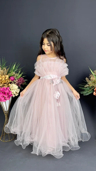 Kız Çocuk Robası Katlı Özel Gün Abiye Elbise MNK0475 - 6