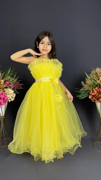 Kız Çocuk Robası Katlı Özel Gün Abiye Elbise MNK0475