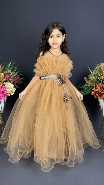 Kız Çocuk Robası Katlı Özel Gün Abiye Elbise MNK0475 - 4