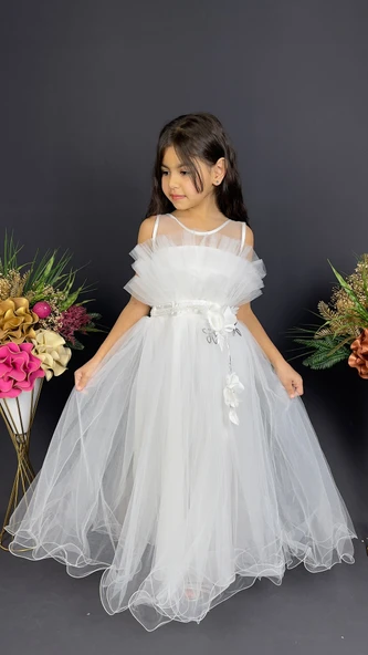 Kız Çocuk Robası Katlı Özel Gün Abiye Elbise MNK0475 - 5