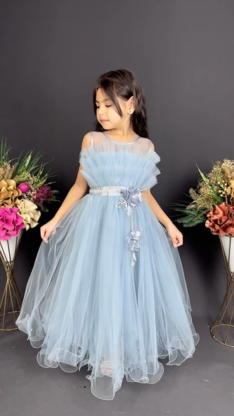 Kız Çocuk Robası Katlı Özel Gün Abiye Elbise MNK0475 - 8