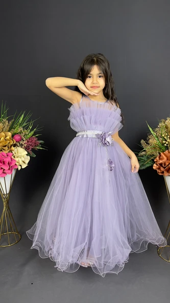 Kız Çocuk Robası Katlı Özel Gün Abiye Elbise MNK0475 - 12