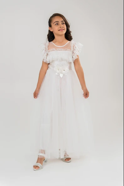 Gelinlik Model Uzun Boy Çocuk Abiye MNK0466 - 8