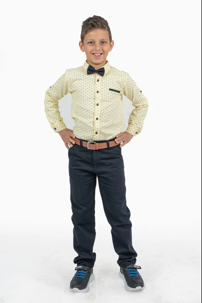 Baskılı Oxford Erkek Çocuk Gömlekli Takım MNK0322A - 2