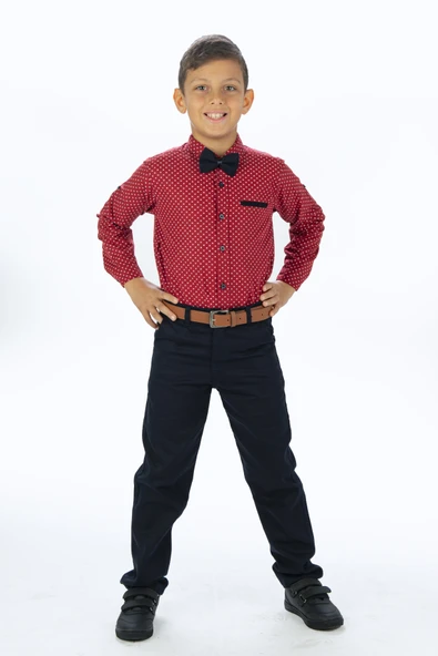 Baskılı Oxford Erkek Çocuk Gömlekli Takım MNK0322A - 6