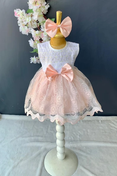 Saç Bantlı Dantelli Bebek Elbise PNPN136 - 11