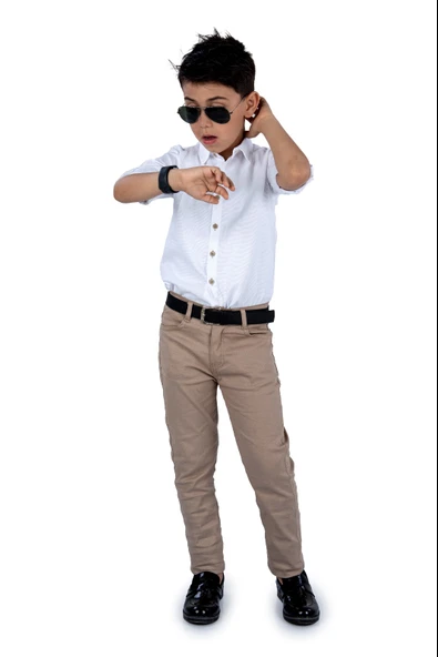 Tarz Gömlek Gabardin Pantolon  Erkek Çocuk Takım MNK0422 - Resim 9