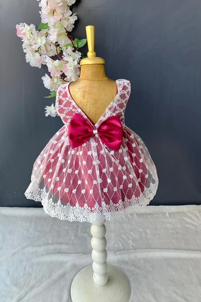 Saç Bantlı Papatyalı Dantelli Bebek Elbise PNPN146 - 6