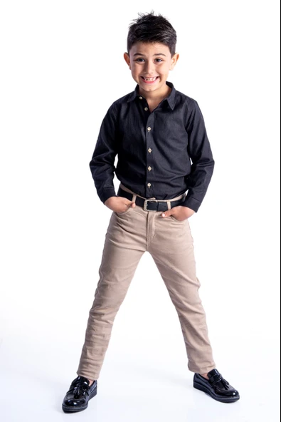 Tarz Gömlek Gabardin Pantolon  Erkek Çocuk Takım MNK0422 - Resim 15