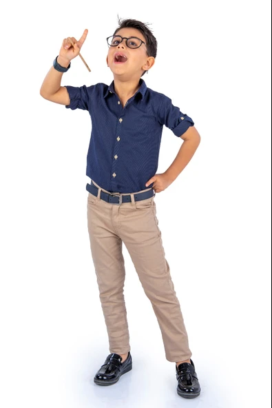 Tarz Gömlek Gabardin Pantolon  Erkek Çocuk Takım MNK0422 - Resim 11