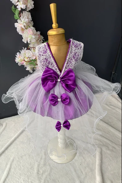 Sırt Fiyonklu Kız Bebek Mevlütlük Elbise PNPN147 - 4