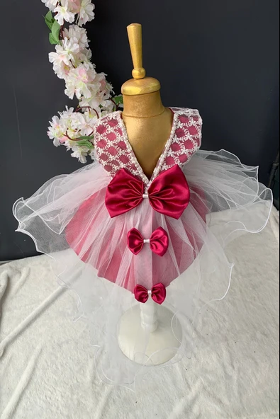 Sırt Fiyonklu Kız Bebek Mevlütlük Elbise PNPN147 - 3