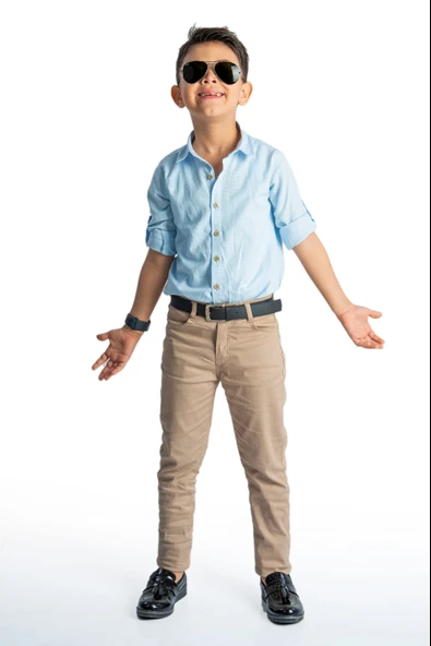 Tarz Gömlek Gabardin Pantolon  Erkek Çocuk Takım MNK0422 - Resim 14