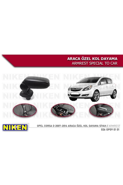 Opel Corsa D 2007-2014 Kolçak Araca Özel Kol Dayama Siyah