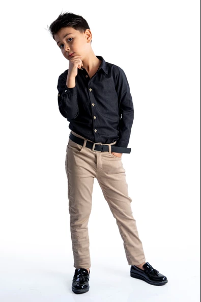 Tarz Gömlek Gabardin Pantolon  Erkek Çocuk Takım MNK0422 - Resim 20