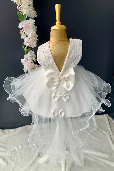 Sırt Fiyonklu Kız Bebek Mevlütlük Elbise PNPN147 - 7