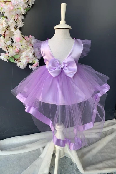 Pul Payet Fiyonklu Saten Kız Bebek Mevlütlük Elbise PNPN176 - 6