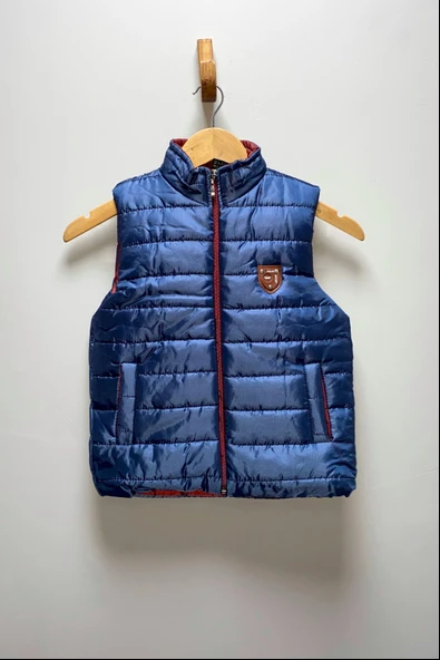 Erkek Çocuk Flato Cepli İçi Elyaflı Şişme Yelek MNK0409 - Resim 5