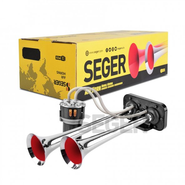 SEGER 85Kh Fala Fala Kompresörlü Korna 12V, Krom Borulu, Melodili