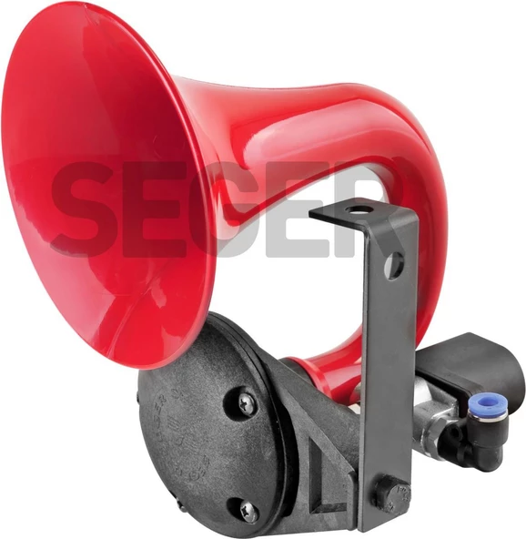 SEGER 80JH Tek Boynuz Havalı Korna 24V (Unıchorn), Kırmızı Plastik Borulu - 2