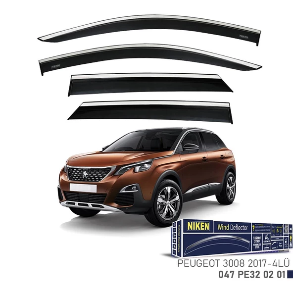 Niken Kromlu Cam Rüzgarlığı Peugeot 3008 2017-2021 ile uyumlu