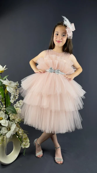 Katkat Tüllü Buket Model Kız Çocuk Özel Gün Abiye - Resim 5