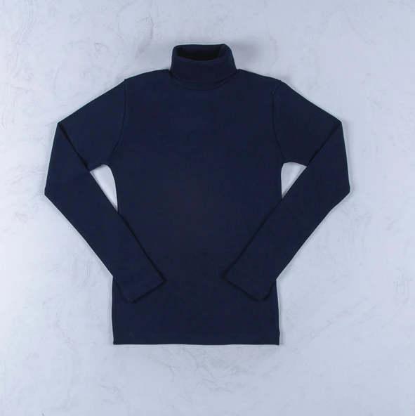 Tam Balıkçı Yaka Boğazlı Penye Kız Çocuk Okul T-Shirt MNK0385 - 5