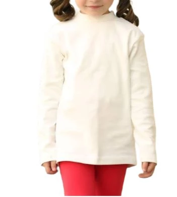 Yarım Balıkçı Yaka Boğazlı Penye Kız Çocuk Okul Tişört MNK0384 ürün görseli 1