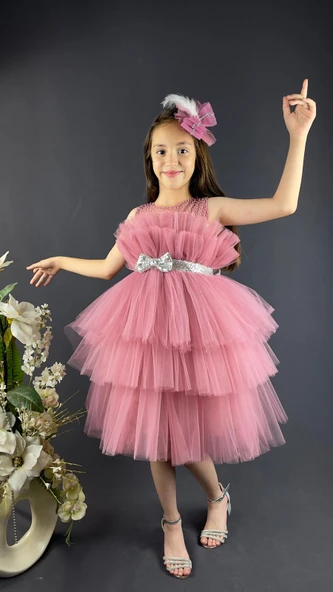 Katkat Tüllü Buket Model Kız Çocuk Özel Gün Abiye - Resim 2