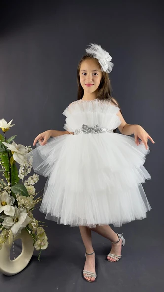 Katkat Tüllü Buket Model Kız Çocuk Özel Gün Abiye - Resim 7