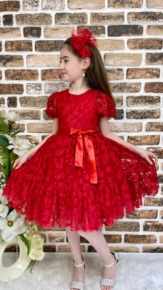 Papatya Dantel Kız Çocuk Elbise MNK0332 - Resim 2