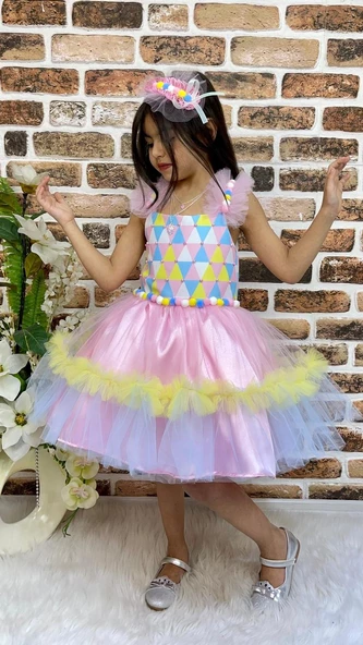 Kokosh Kız Saten Parti Elbisesi MNK0328 - 4