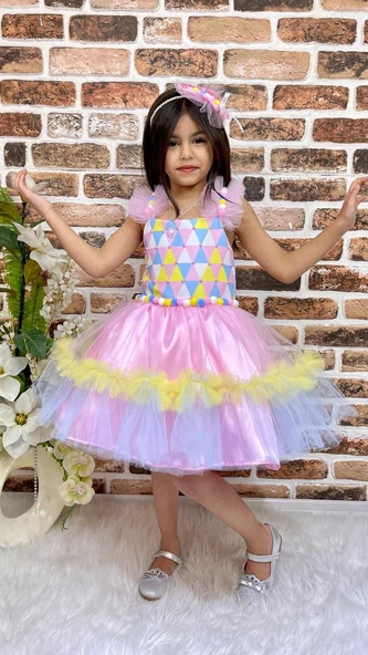 Kokosh Kız Saten Parti Elbisesi MNK0328 - 3