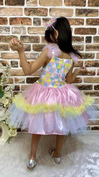 Kokosh Kız Saten Parti Elbisesi MNK0328 - 6