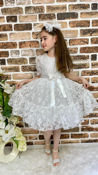 Papatya Dantel Kız Çocuk Elbise MNK0332 - Resim 10