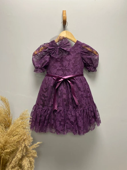 Papatya Dantel Kız Çocuk Elbise MNK0332 - Resim 9