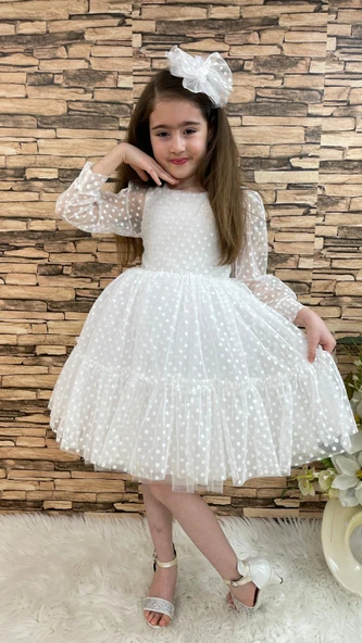 Katkat Prenses Dantel Tokalı Kız Çocuk Elbise MNK0306 - 12