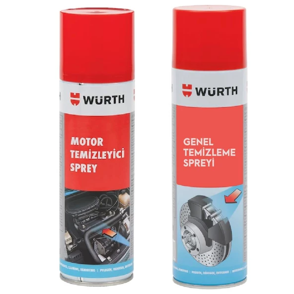 Würth Motor Temizleyici 500 Ml + Fren Balata Spreyi 500 Ml