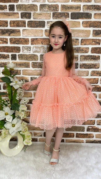 Katkat Prenses Dantel Tokalı Kız Çocuk Elbise MNK0306 - 11